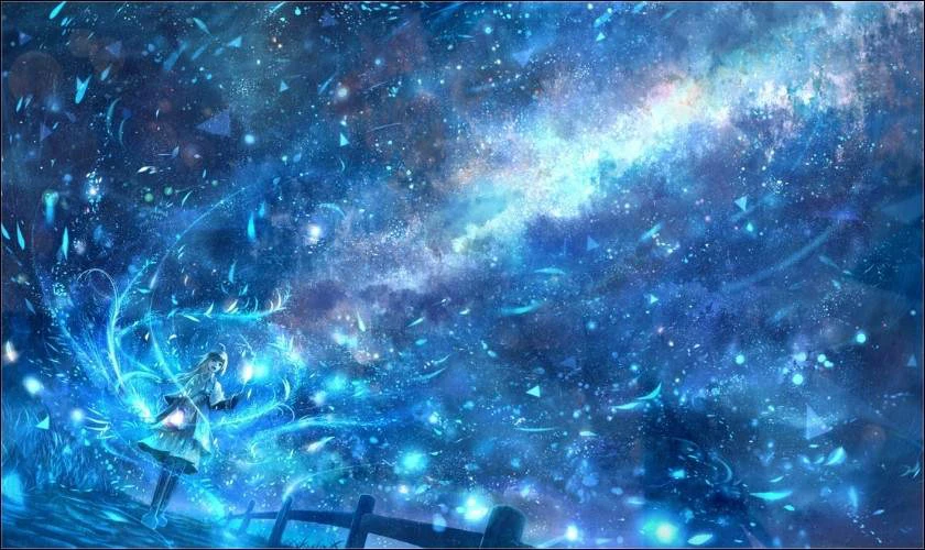 H&igrave;nh nền m&agrave;u xanh dương galaxy