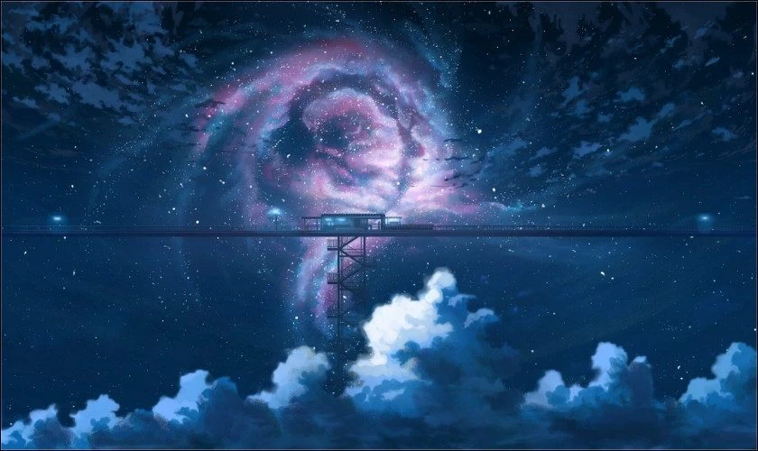 H&igrave;nh nền m&agrave;u xanh dương galaxy hấp dẫn