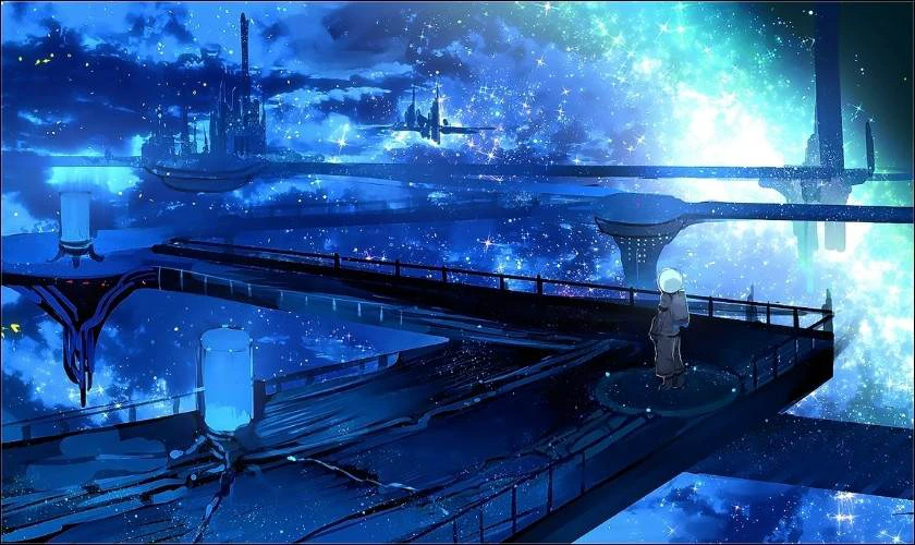 H&igrave;nh nền m&agrave;u xanh dương galaxy độc lạ