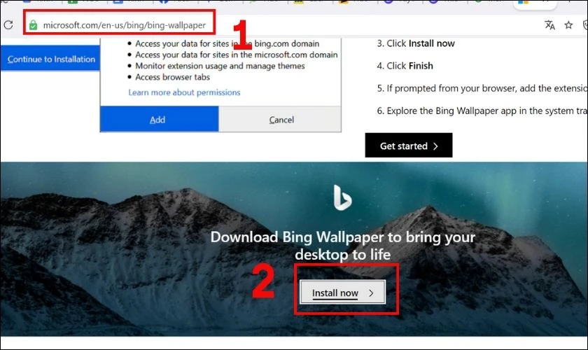 Tải về m&aacute;y t&iacute;nh c&ocirc;ng cụ c&oacute; t&ecirc;n Bing Wallpaper