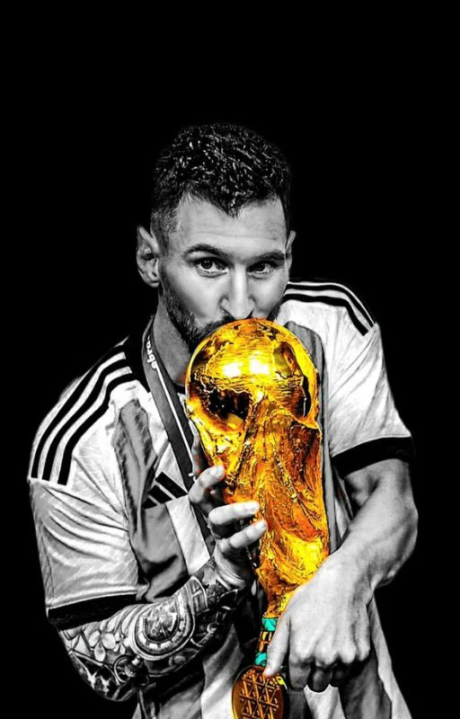 H&igrave;nh nền Leo Messi 4K v&ocirc; địch World Cup đen trắng