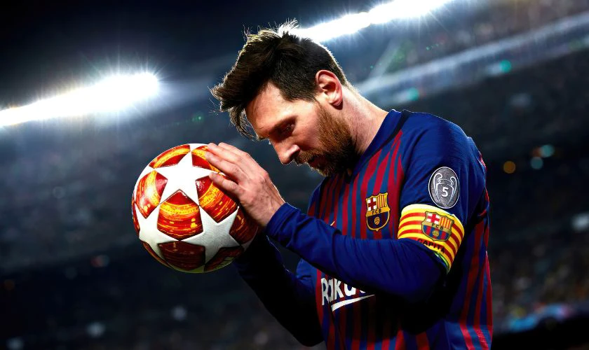 Ảnh nền Lionel Messi đang đ&aacute; b&oacute;ng đẹp n&eacute;t căng