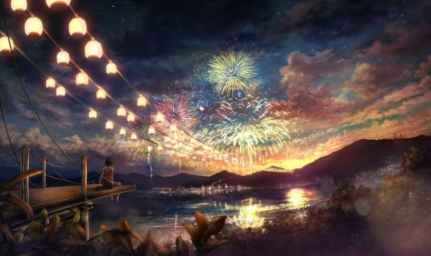 Hình nền pháo hoa rực rỡ đêm Giao thừa