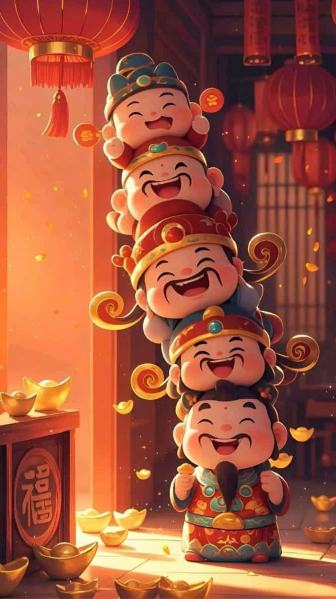 Hình nền Tết chibi 2026 xinh