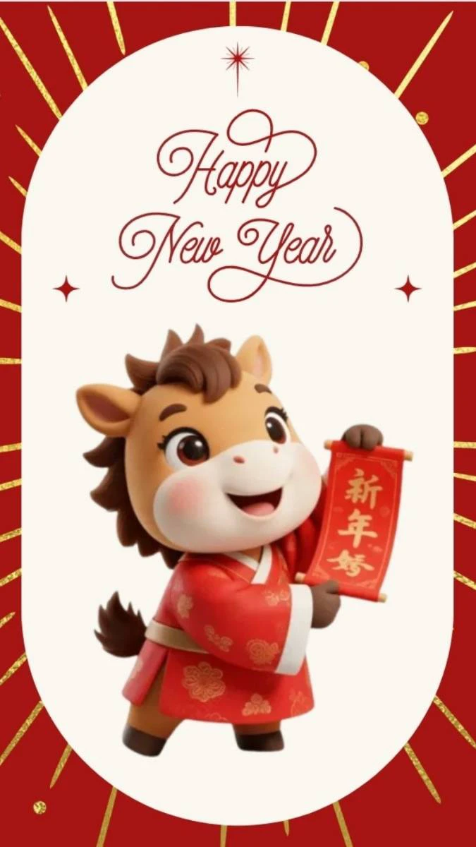 Hình nền Tết chibi 2026 chủ đề động vật 3D