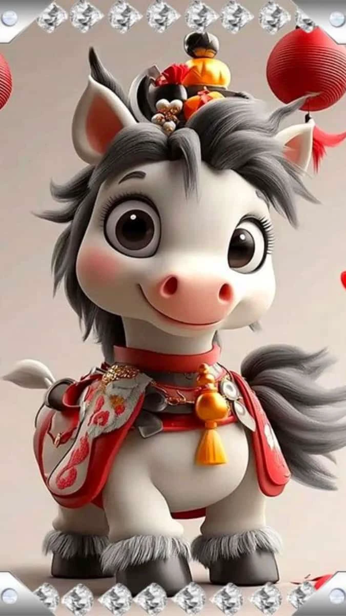 Hình nền Tết chibi 2026 chủ đề động vật AI