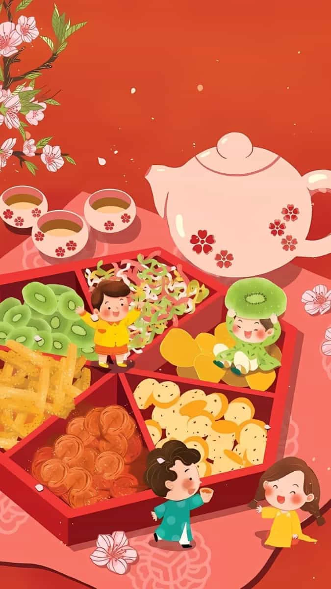 Hình nền Tết chibi 2026 chủ đề mùa xuân