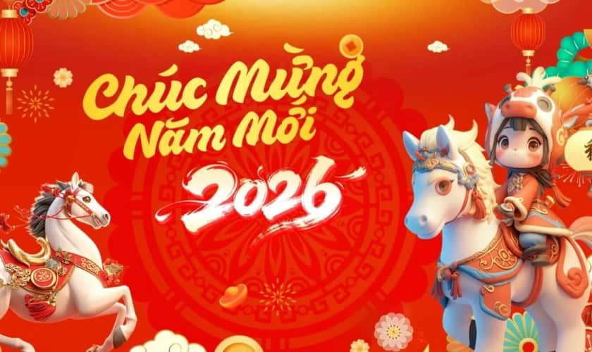 Hình nền Tết 2026 chibi cho máy tính full HD
