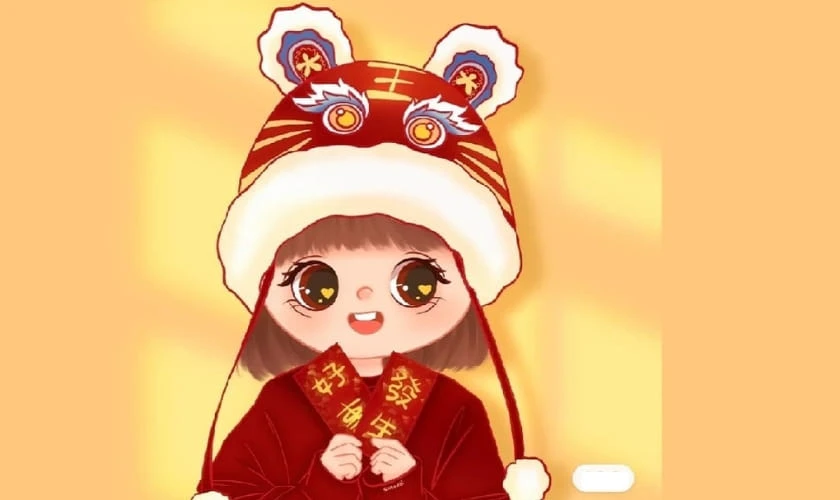 Hình nền Tết chibi 2026 cho máy tính bảng