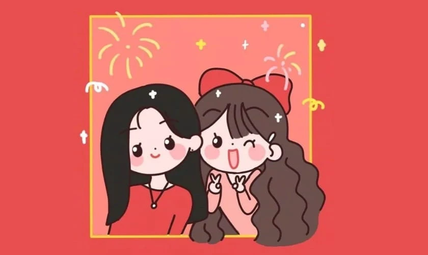 Hình nền Tết chibi 2026 cho máy tính bảng cute