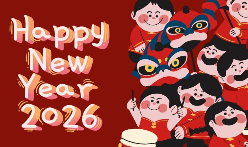 Hình nền Tết chibi 2026 cho máy tính bảng ấn tượng