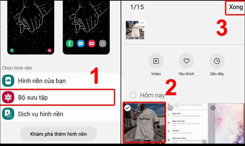 Truy cập Bộ sưu tập chọn thêm hình nền và lưu lại