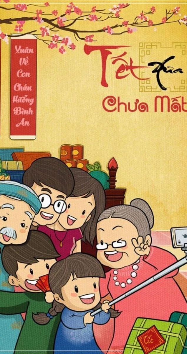 Hình nền Tết gia đình sum họp vui vẻ