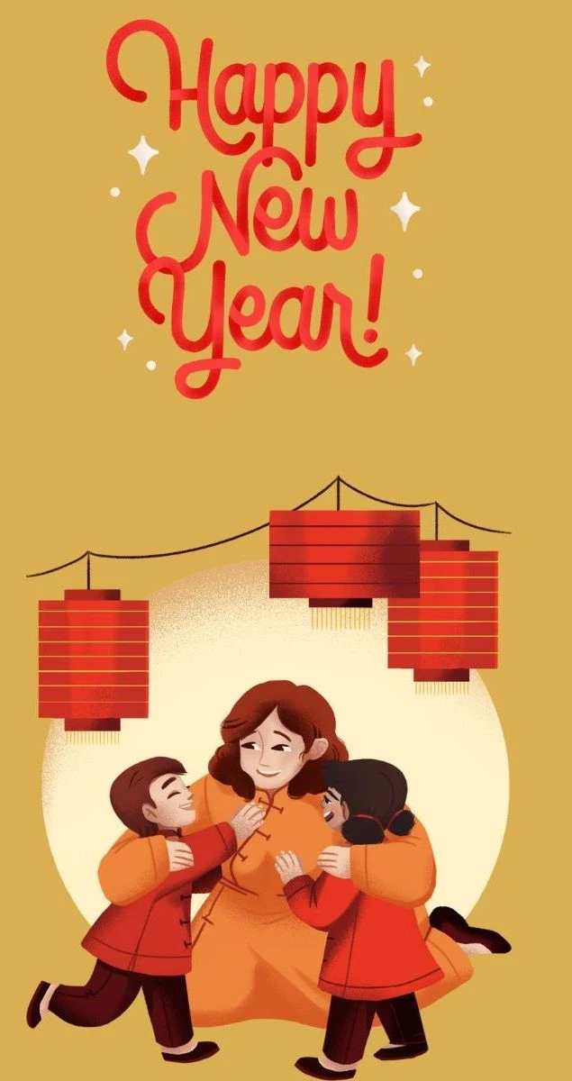 Hình nền gia đình chúc Tết ấn tượng