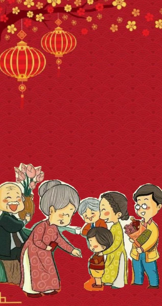 Hình nền điện thoại chủ đề Tết cùng gia đình