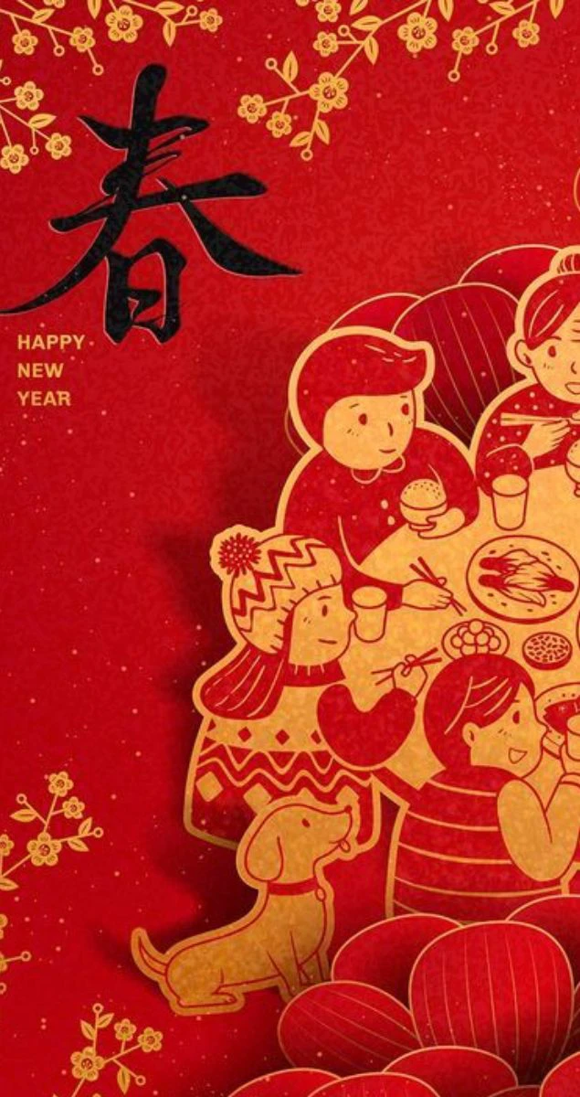 Ảnh gia đình ấm áp ăn cơm Tết làm hình nền điện thoại