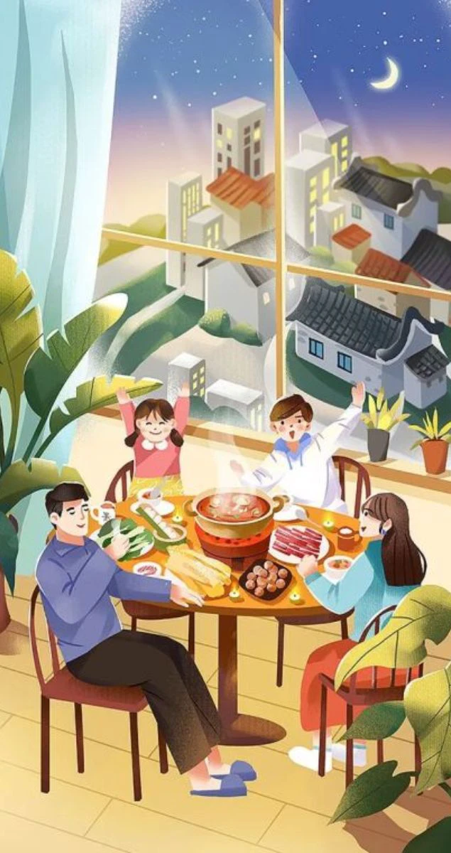 Gia đình ăn Tết ấm áp