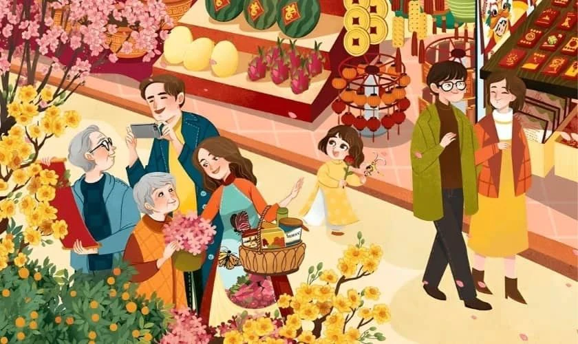 Hình nền máy tính Tết với cây đào