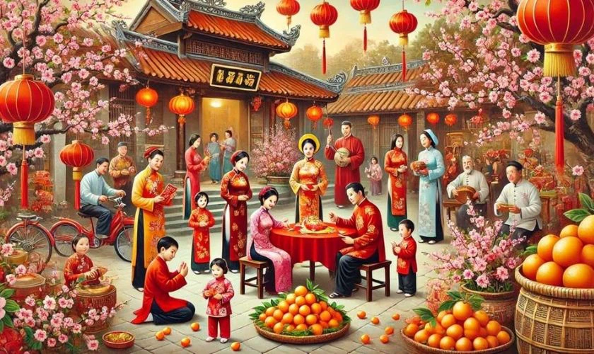 Ảnh Tết đẹp với hoa đào làm hình nền cho máy tính
