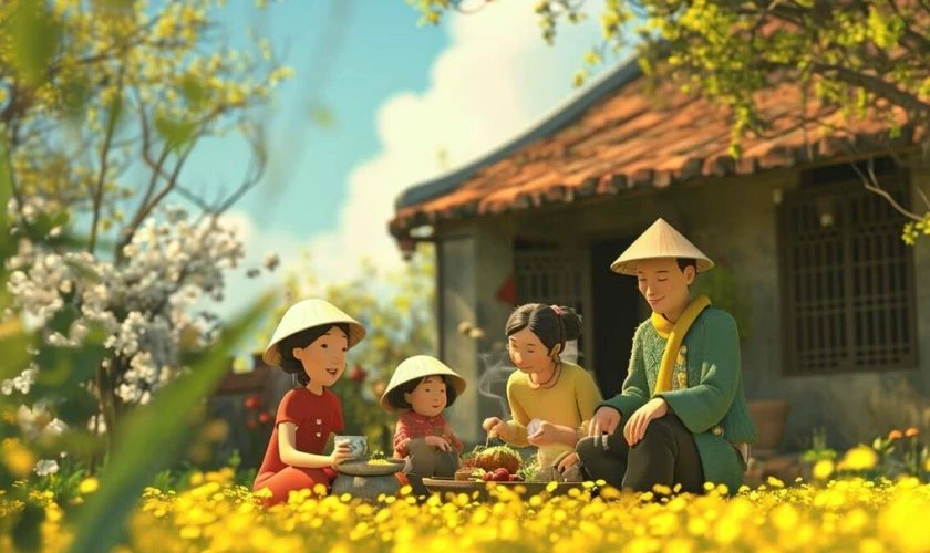 Mai vàng là hình ảnh đẹp để làm ảnh nền Tết chủ đề gia đình