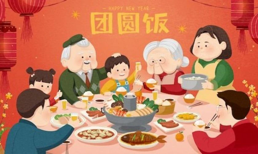 Hình nền máy tính chủ đề Tết cùng gia đình