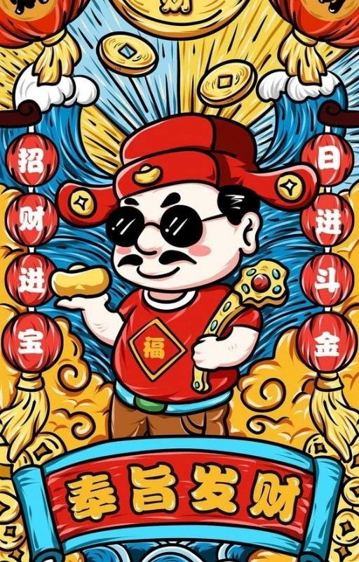 Hình nền ông thần tài phong cách dễ thương cho điện thoại