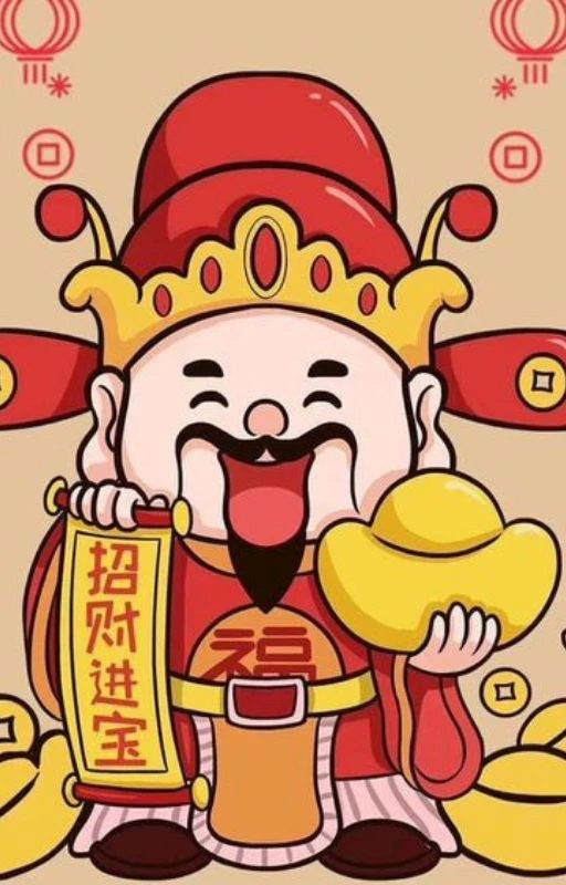 Hình nền ông thần tài may mắn phong cách chibi