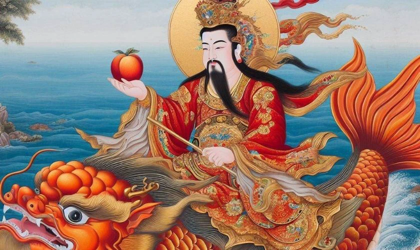 Hình nền ông thần tài và con cá chép đẹp ấn tượng