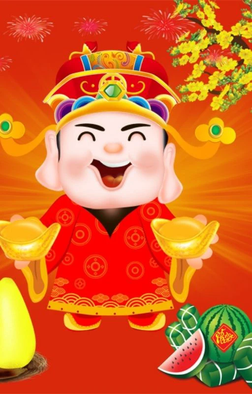 Hình nền ông thần tài may mắn hút tài lộc