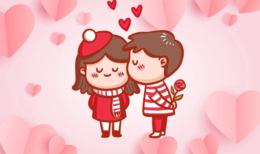 Hình nền Valentine chibi dễ thương 4K