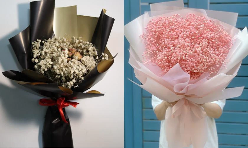 Bó hoa Valentine đẹp với hoa Baby