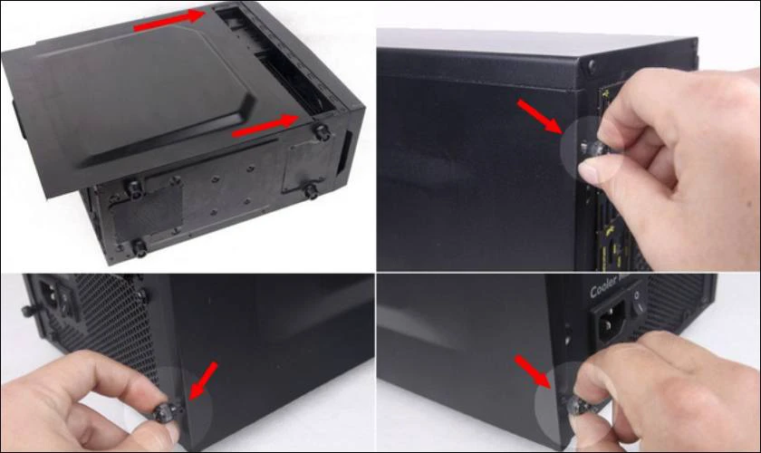 Bước 1: Tắt m&aacute;y, r&uacute;t d&acirc;y nguồn v&agrave; th&aacute;o vỏ PC