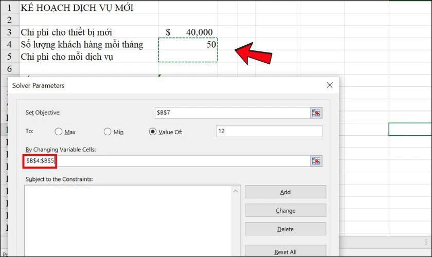 Hướng dẫn c&aacute;ch sử dụng Solver trong Excel