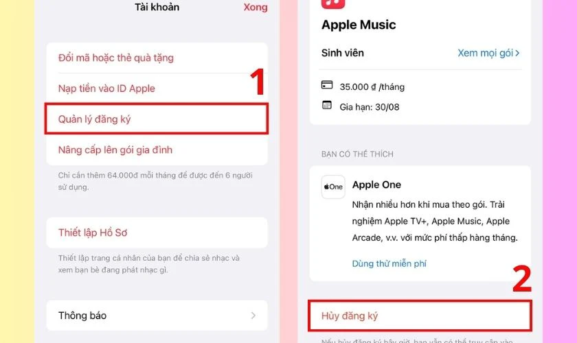 Nhấn v&agrave;o mục Quản l&yacute; đăng k&yacute; v&agrave; chọn Hủy đăng k&yacute;