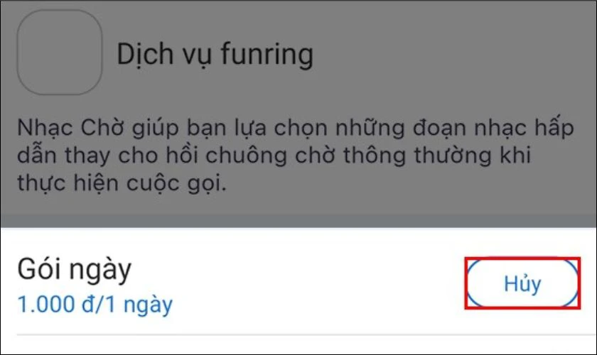 Nhấn v&agrave;o n&uacute;t Hủy tương ứng