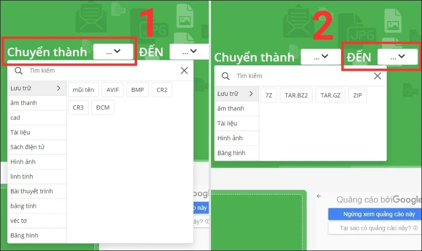 Thay đổi tùy chọn trên công cụ