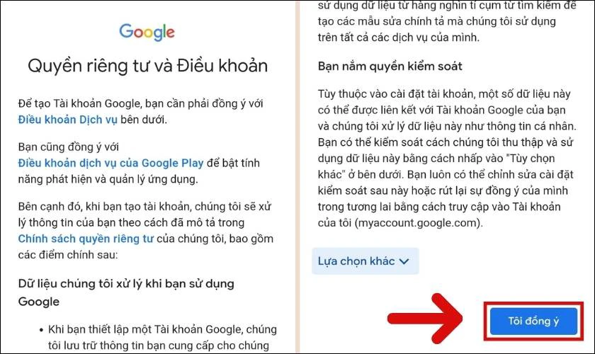 Nhấn v&agrave;o n&uacute;t T&ocirc;i đồng &yacute;