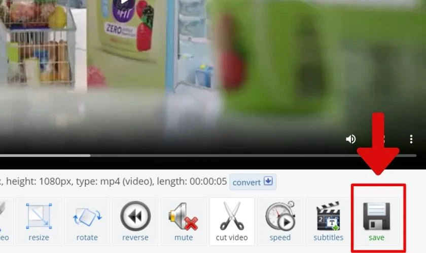 Bấm lưu dể tải video vừa cắt tr&ecirc;n m&aacute;y t&iacute;nh
