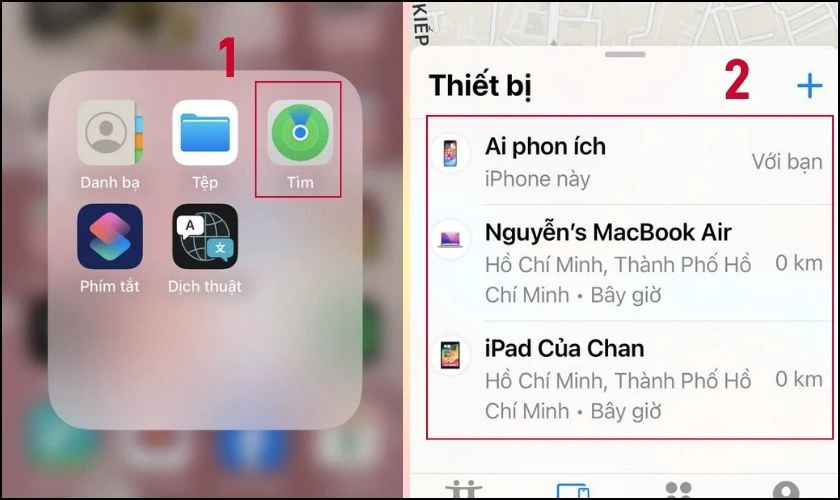 Chọn điện thoại trong ứng dụng t&igrave;m