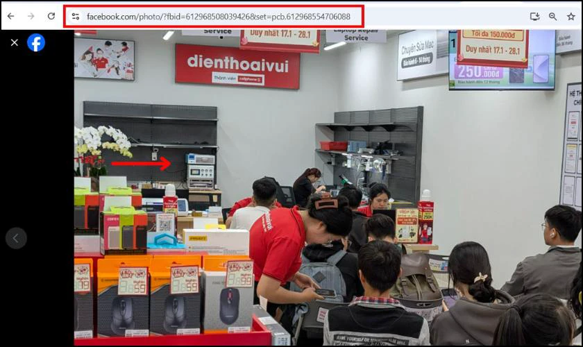 Ở tr&igrave;nh duyệt sao ch&eacute;p link URL xuất hiện
