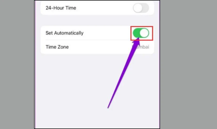 Bật Set Automatically l&ecirc;n để sửa Instagram bị lỗi kh&ocirc;ng đăng nhập được