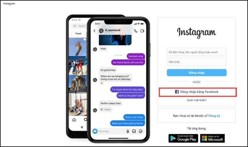 Đăng nhập Instagram bằng Facebook để khắc phục lỗi