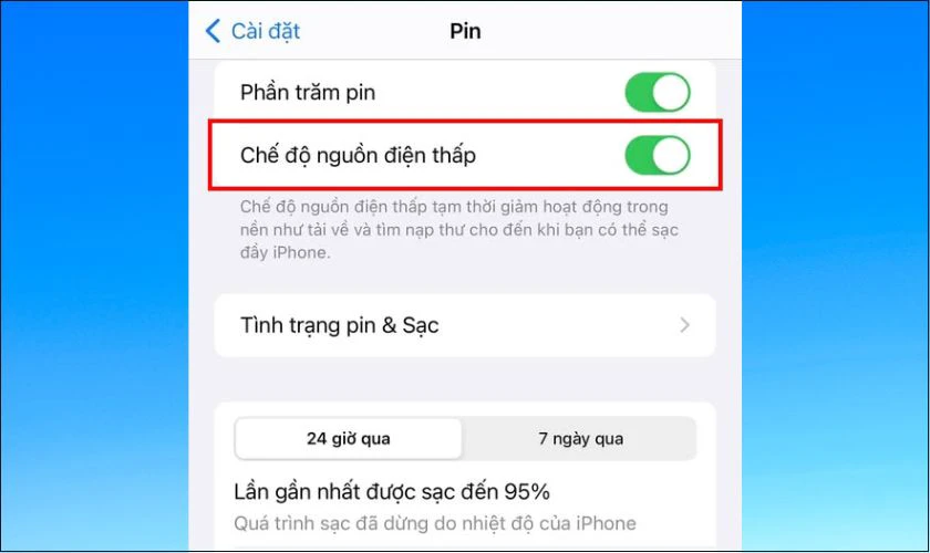 C&aacute;ch khắc phục khi iOS 16.6 hao pin - Bật chế độ nguồn điện thấp
