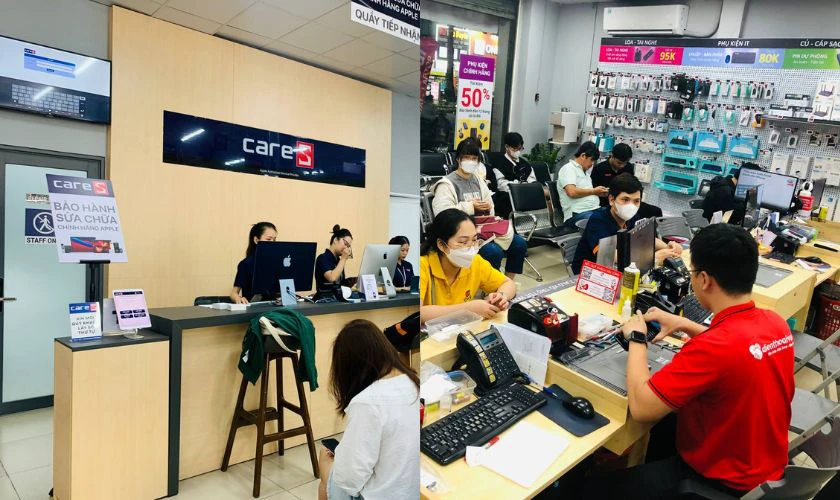 Mang ra cửa hàng sửa điện thoại nhờ hỗ trợ lỗi pin iPhone