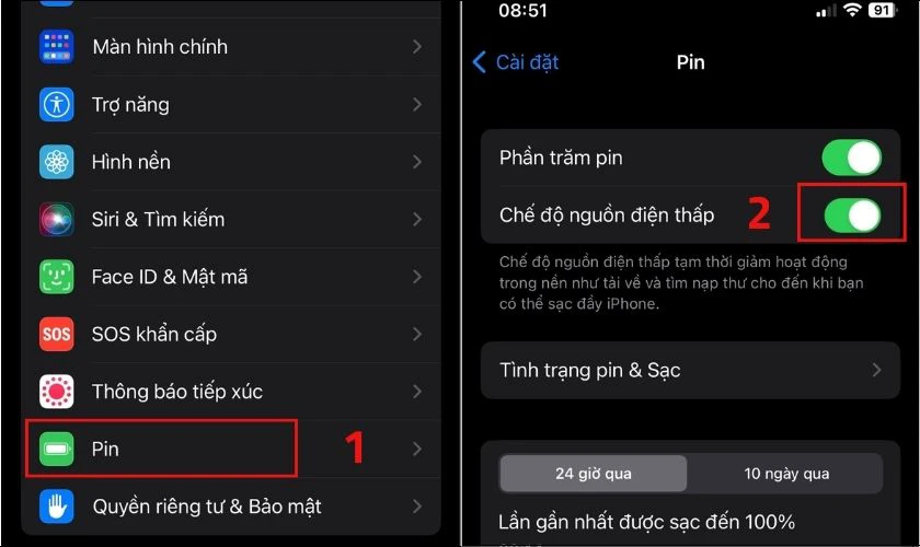 Bật chế độ tiết kiệm pin để hạn chế iOS 17 bị n&oacute;ng m&aacute;y