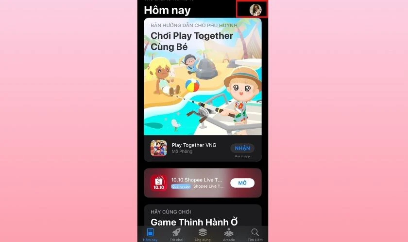 V&agrave;o App Store v&agrave; nhấn v&agrave;o ảnh hồ sơ của bạn