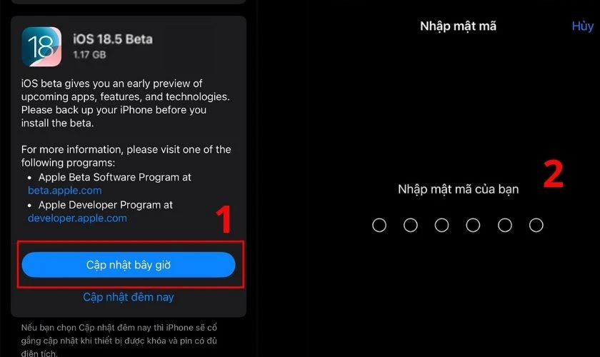 Nhấn Cập nhật bây giờ (Update Now)