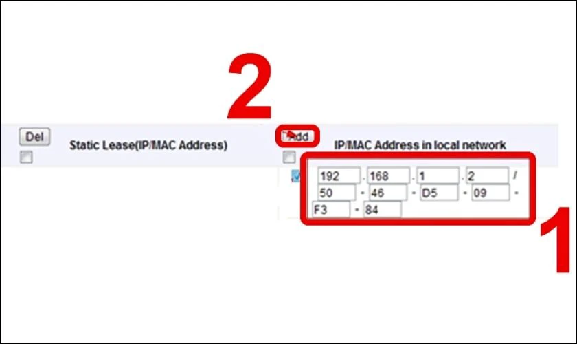 Bấm chọn khung địa chỉ IP, sau đ&oacute; nhập địa chỉ IP cụ thể v&agrave; chọn Add