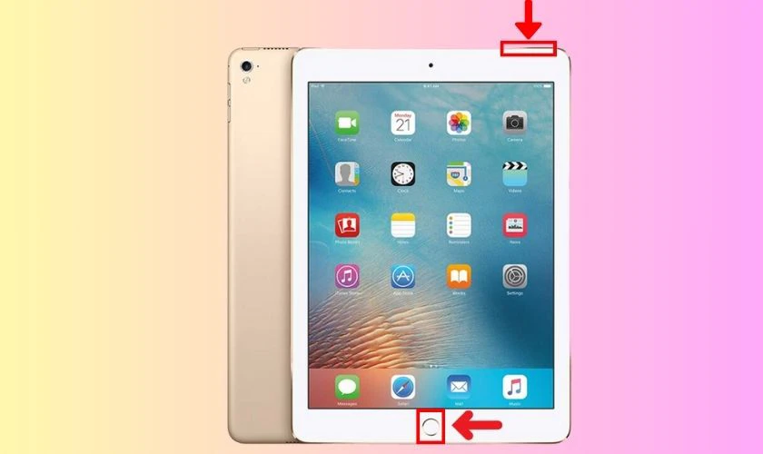 Ấn v&agrave; giữ đồng thời n&uacute;t Home + n&uacute;t nguồn để đưa iPad về chế độ DFU