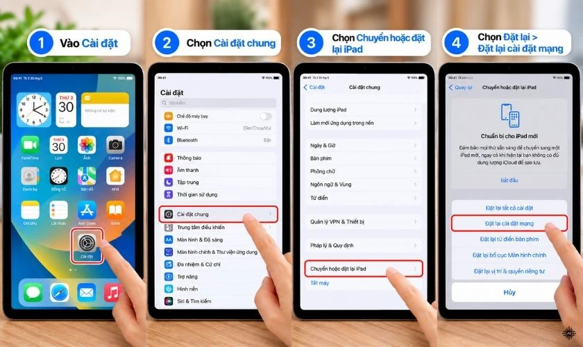Đặt lại cài đặt mạng trên iPad khi không tải được ứng dụng